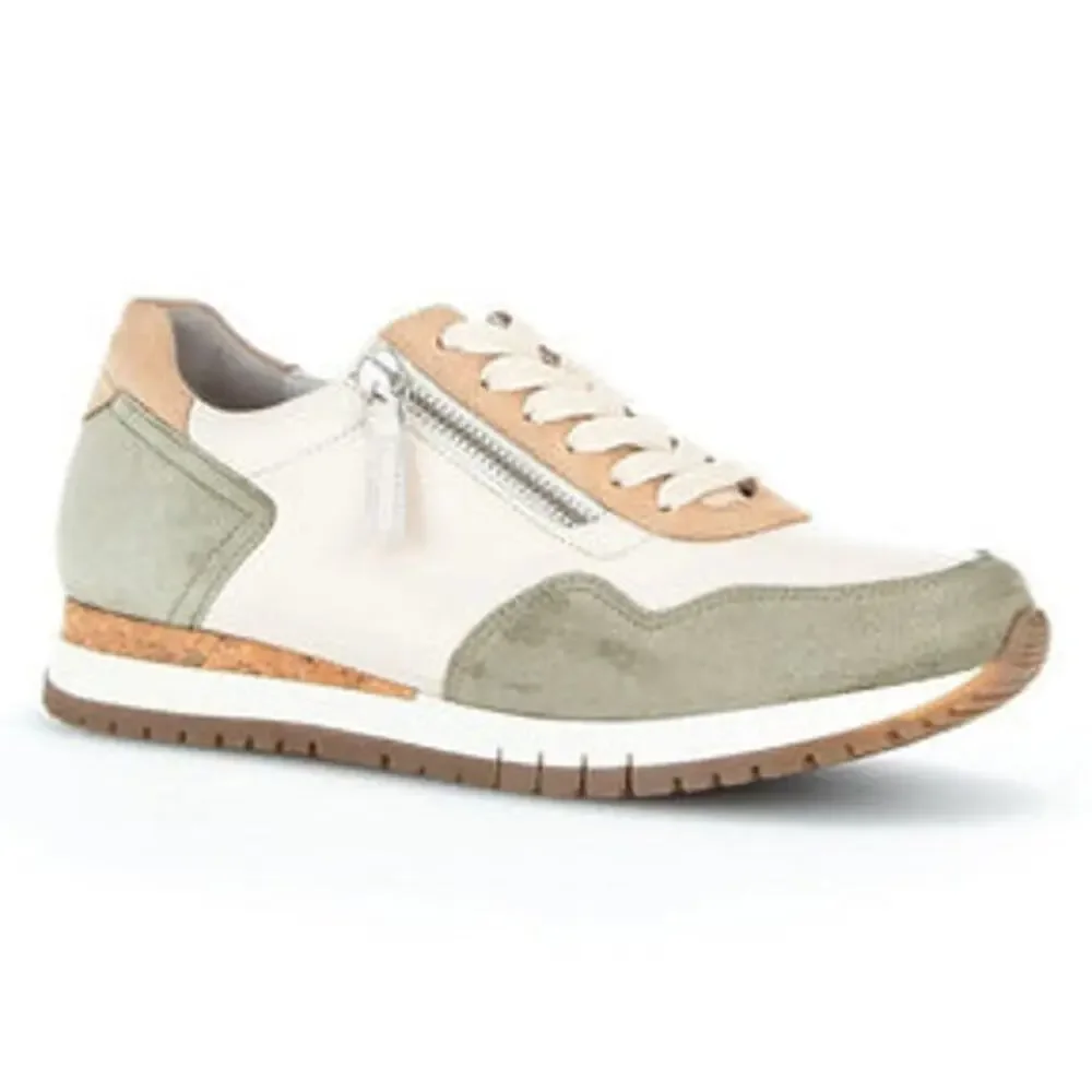 Gabor Comfort sneaker cream tan olive green US sz 9.5  UK sz 7 shoes